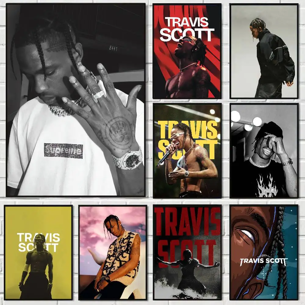 Singer Travis Scott Cartoon Anime Poster Watercolor Art Kids Room Decoration Wall Hanging Painting Kids Gift