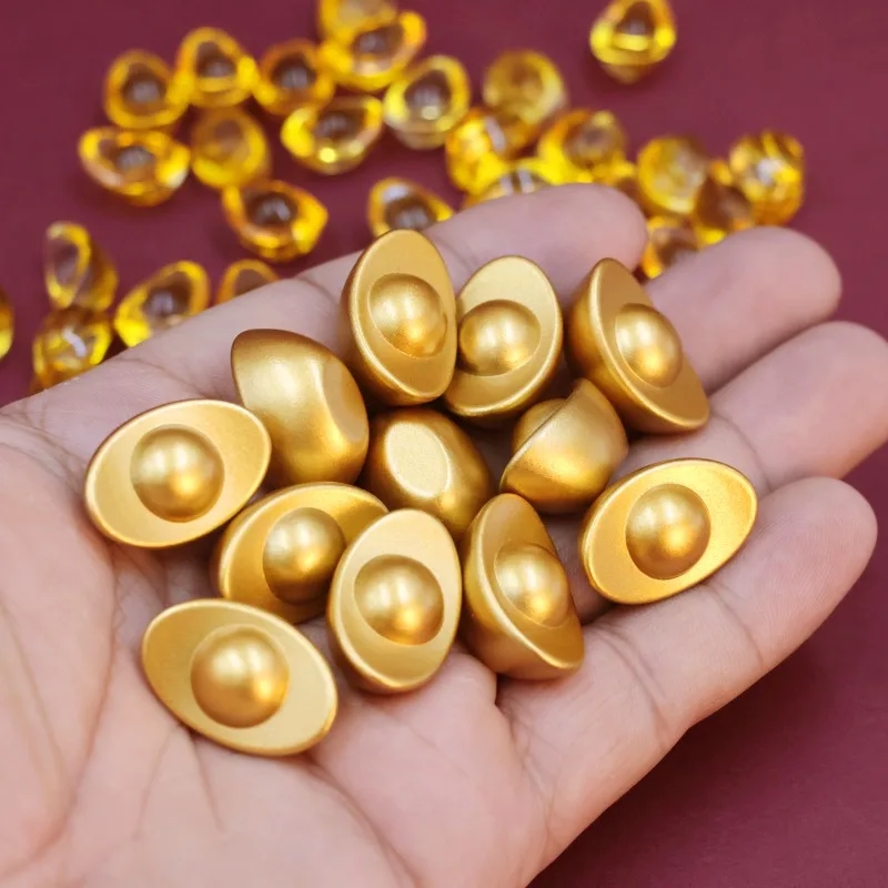 20pcs/set Mini Metal Material  Gold Ingot Ornament Home Desktop Scene Decoration Gold Ingot Figurine Home Tabletop Decor