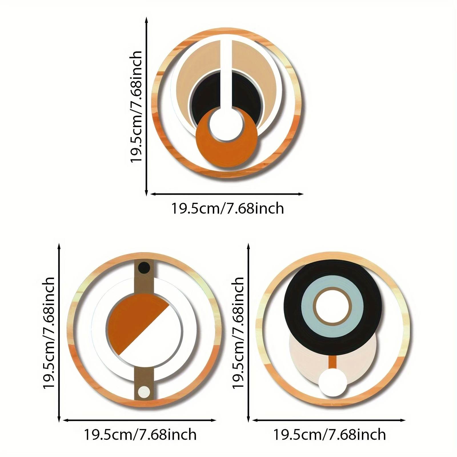 2D مستو 20 سنتيمتر خشبية دائرية الجدار الديكور مجموعة غرفة نوم المنزل وغرفة المعيشة معلقة قطعة الفن جو ديكور ملون #5