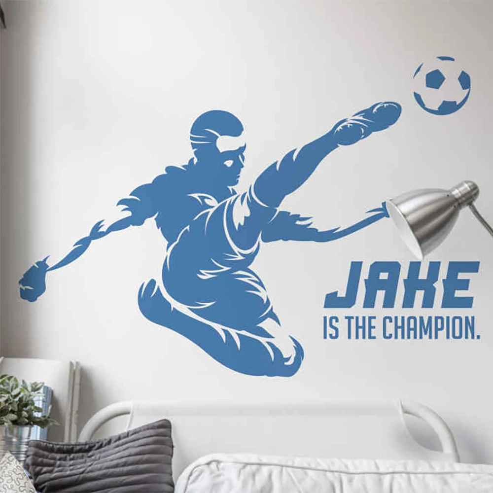 Personalized Name Customized Football Wall Vinyl Home Fashion Football Sports Shooting Football Name Football Decal G-72