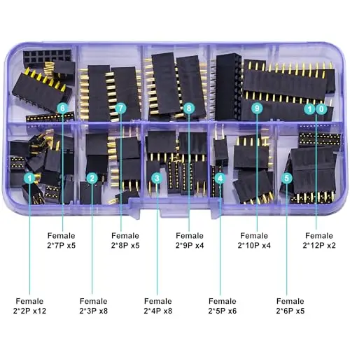 2,54mm Buchsen-Pin-Header Zweireihiger Dip-Stecker-Kit 2/3/4/5/6/7/8//12-poliger gerader Header-Stift (Buchsen-Pin-Dual)