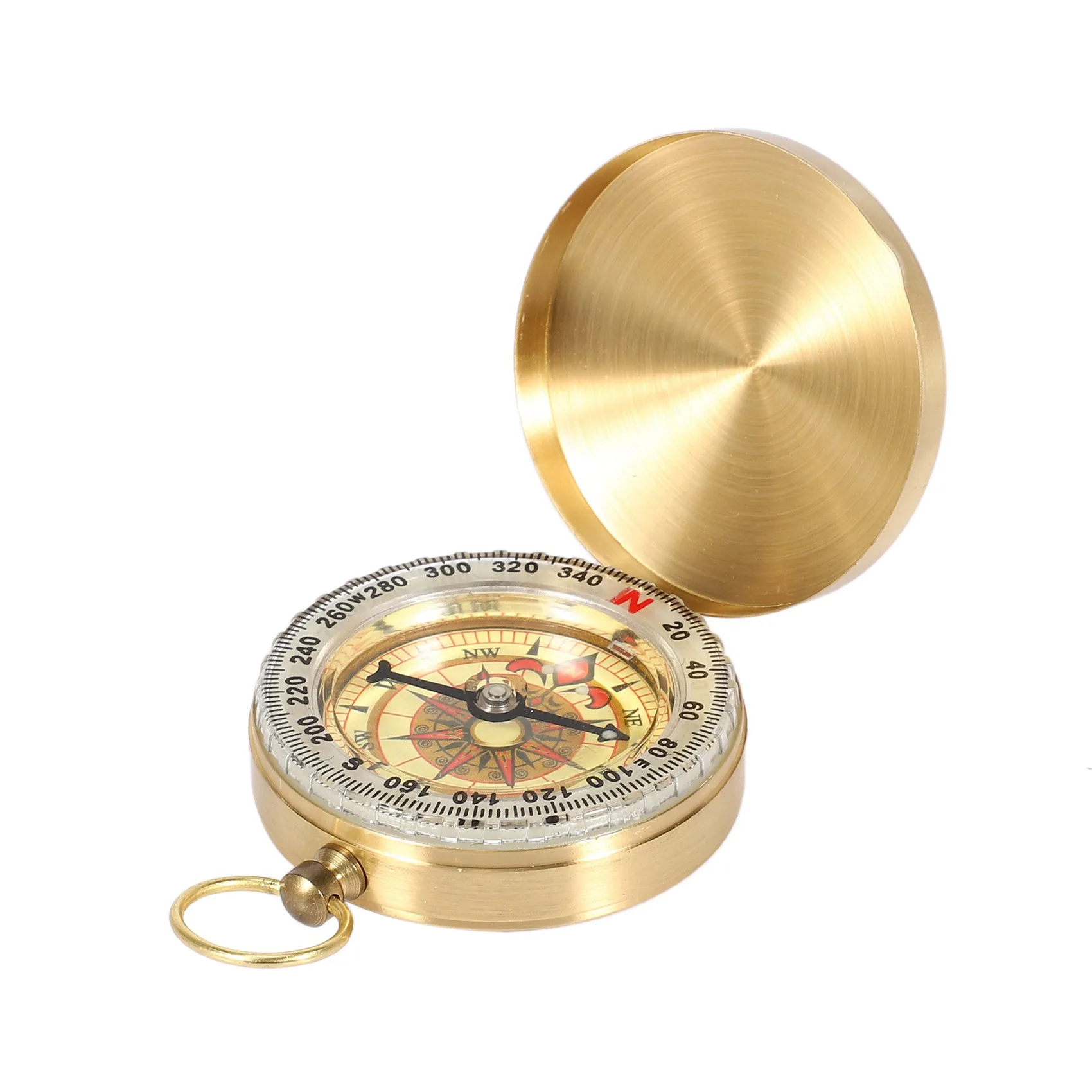 เข็มทิศตั้งแคมป์นาฬิกาสไตล์กระเป๋าทองเหลืองคลาสสิก