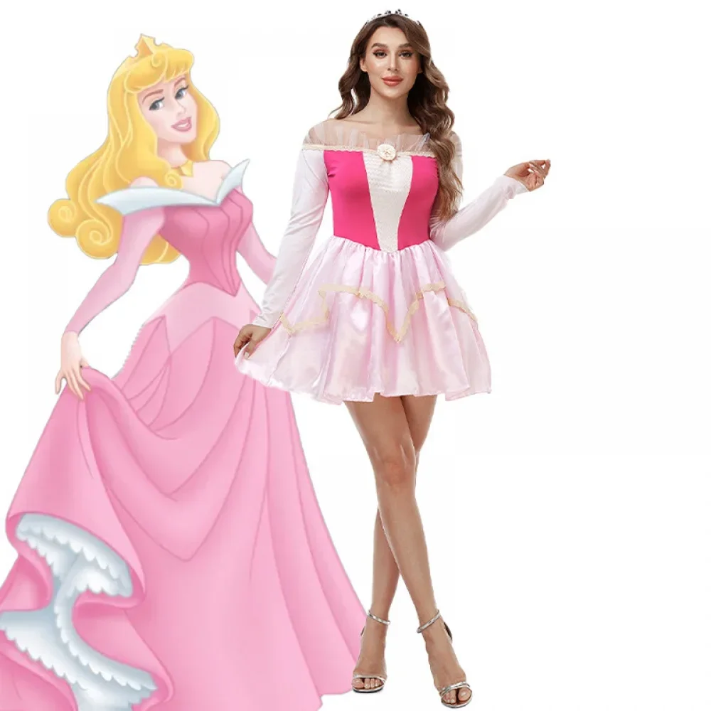 

Halloween Female Costume Sleeping Beauty Princess Aurora Princess Dress Women's Pink Fairy Tale Princess Fancy Dress Costume