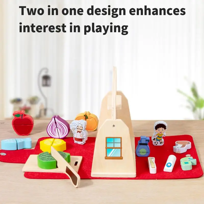 Kids Kitchen Set Wooden Kids Kitchen Toy Set Portable Playhouse Pretend Set Food Toys Educational Enlightenment Toy Wooden