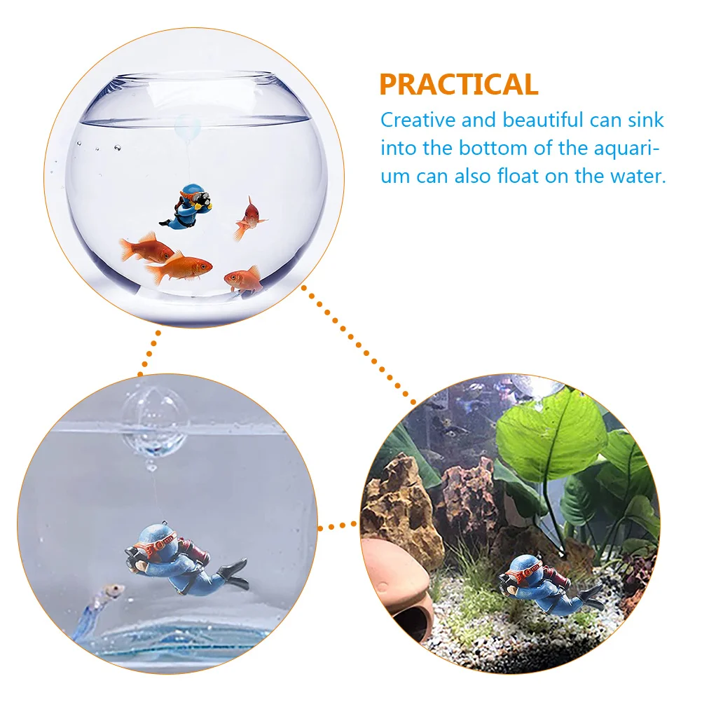 

2pcs Aquarium Floating Diver nament Fish Tank Decor Resin Safe Figurine Buoyancy for Mini Household Tank