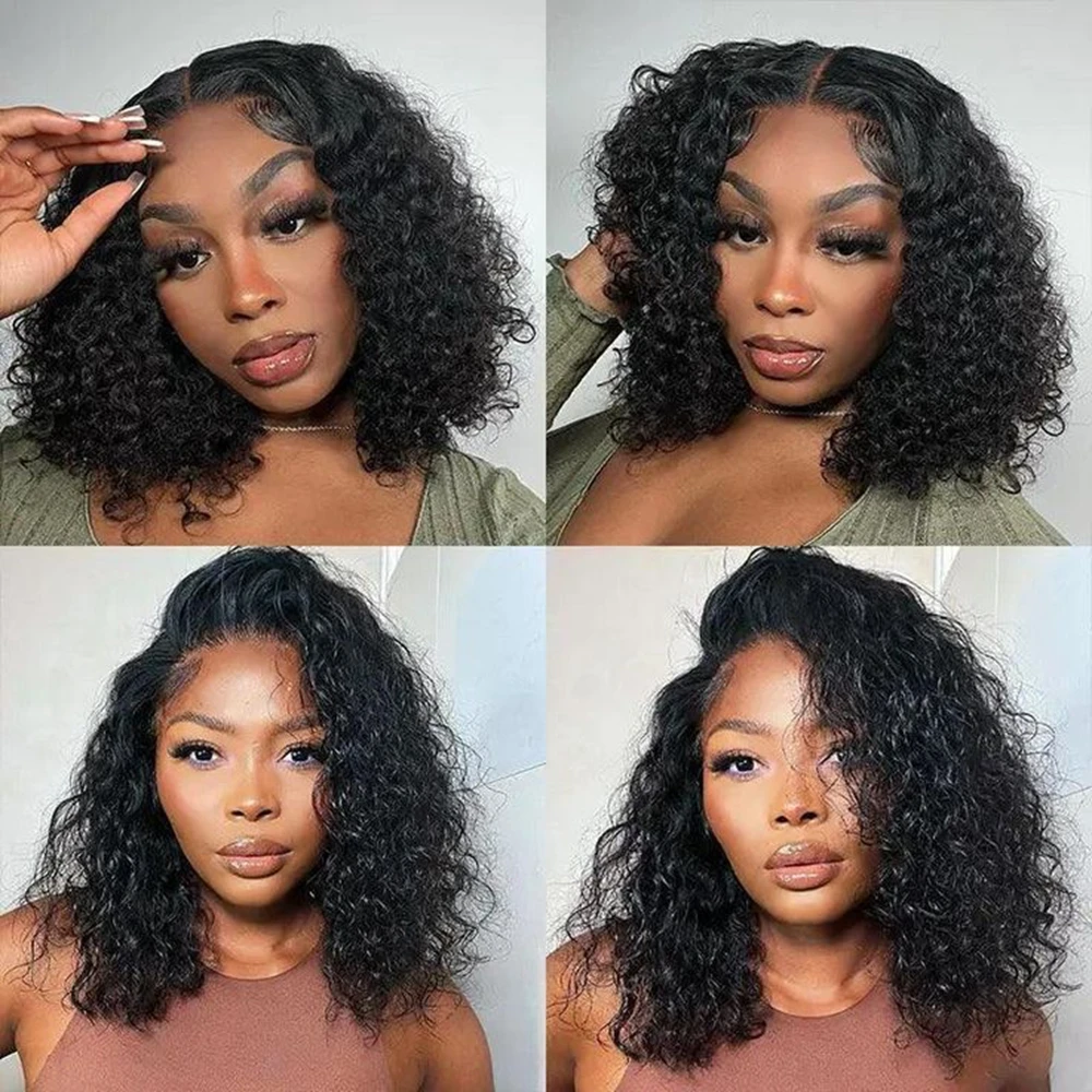 

Kinky Curly Human Hair Short Bob Wig 13x4 Lace Human Hair Wigs For Women Water Wave Pre Plucked Brazilian Glueless 13x4 Lace Wig