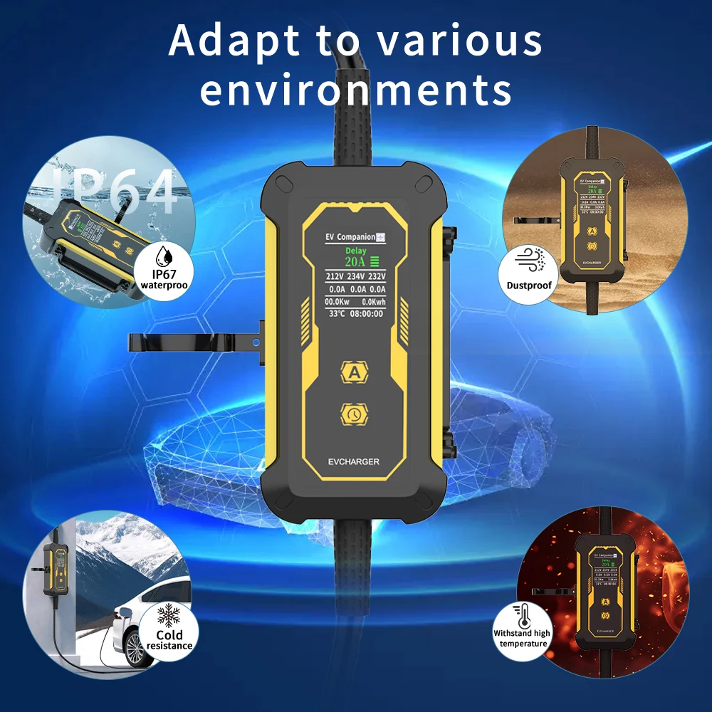 EVポータブル充電器 タイプ2/タイプ1/GBT充電コネクタ 3.5KW 16A タイプ2 5M ウォールボックス充電ステーション 電気自動車用充電器