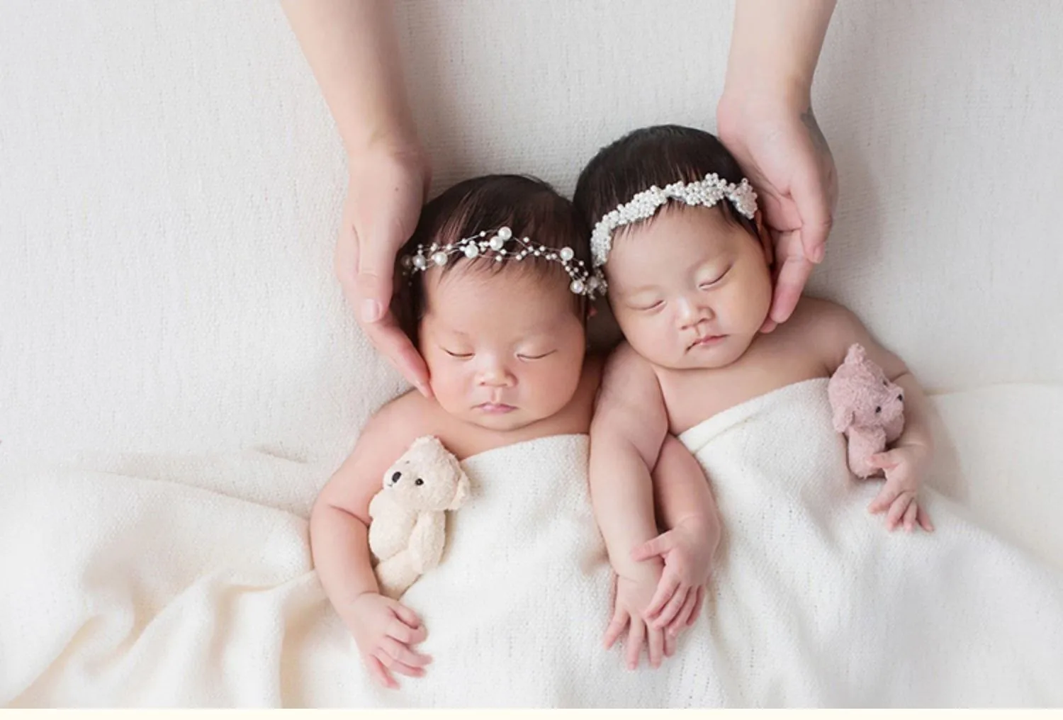 Bebe Headband Baby Photography Props Pearl Beaded Headdress Hair Headbands One Month One Hundred Days Baby Shooting