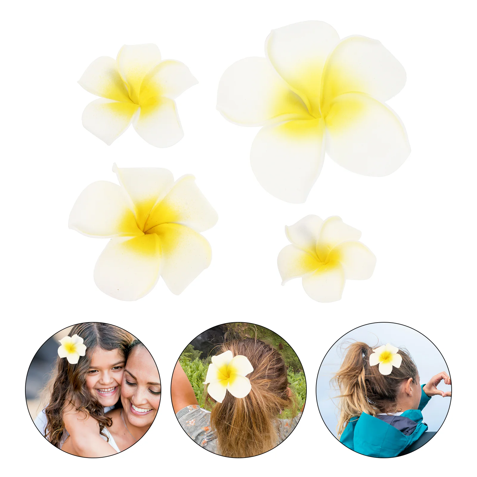 4-teilige Blumen-Haarspange, hawaiianischer Kopfschmuck für Mädchen, Brautjungfern-Clips, Hochzeitsaccessoires, Gänseblümchen-Braut-Haarspange