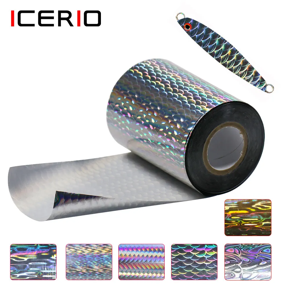 ICERIO 8cm X120m/rolka holograficzna folia do gorącego tłoczenia dla wędkarzy przynęta skóry przenikania ciepła druku Film papier do Jig Baits łyżka