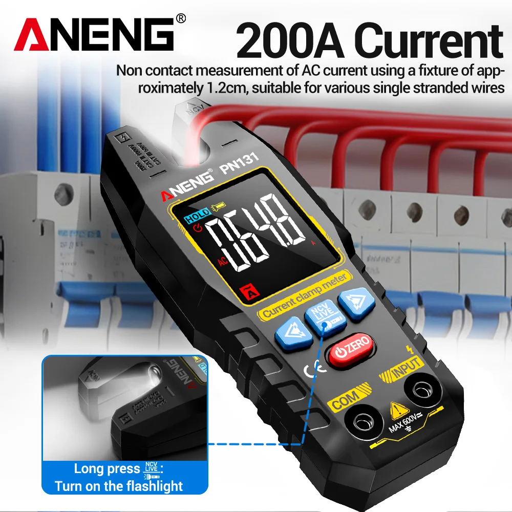 ANENG PN131 Fully Automatic Range 4000 Word AC/DC Voltage Current Capacitance Measurement USB-C Charging Electrician Clamp Meter