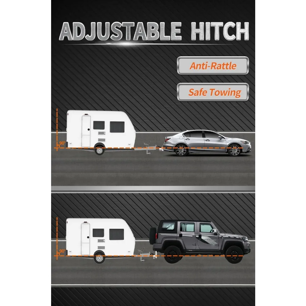 Aluminum Trailer Hitch with 2.5-Inch Receiver - METOWARE Heavy-Duty Hitch for 6-Inch Drop/Rise Adjustment