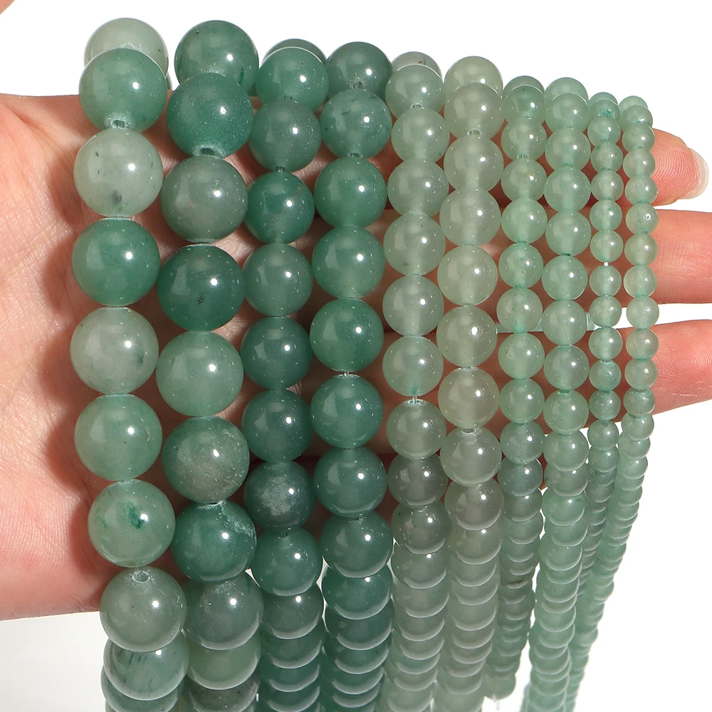 1 Strang grüner Aventurin-Natursteinperlen, glatte, runde, lose, abgesetzte Edelsteinperlen für DIY-Armbänder, Halsketten, Schmuckzubehör