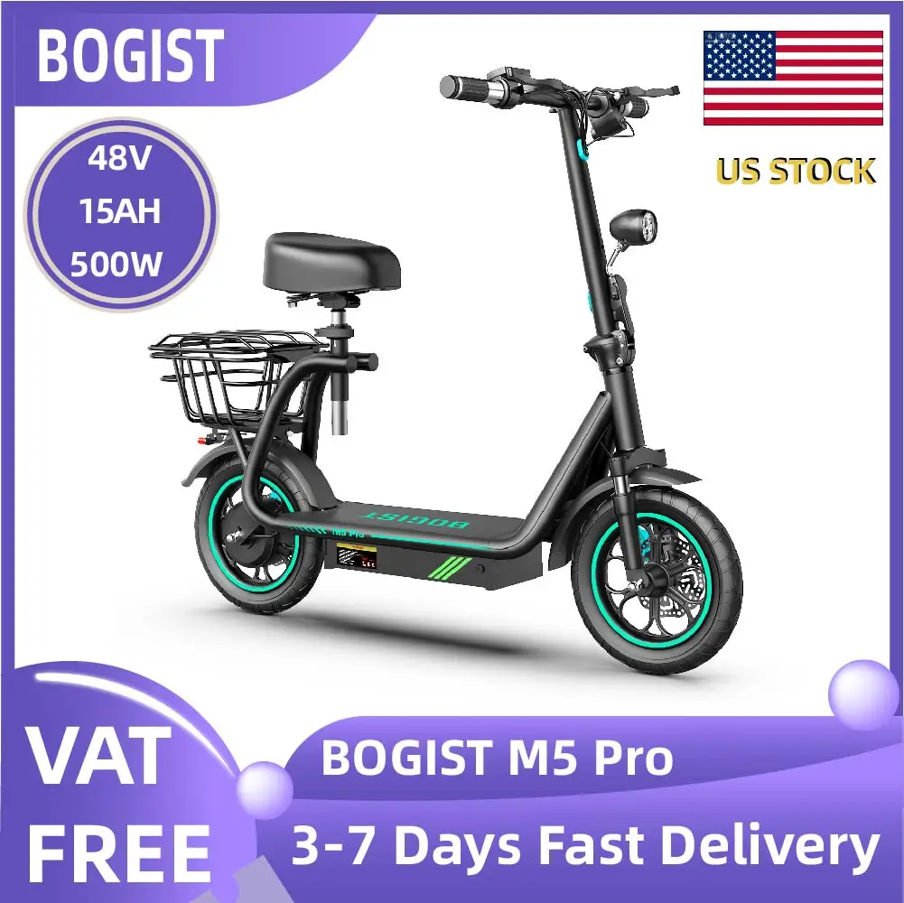 

Bogist M5 Pro Adult Electric Scooter 500W City E-Scooter For Men 48V 15AH Battery 12.5 Inch City Tires Escooter E-Scooter