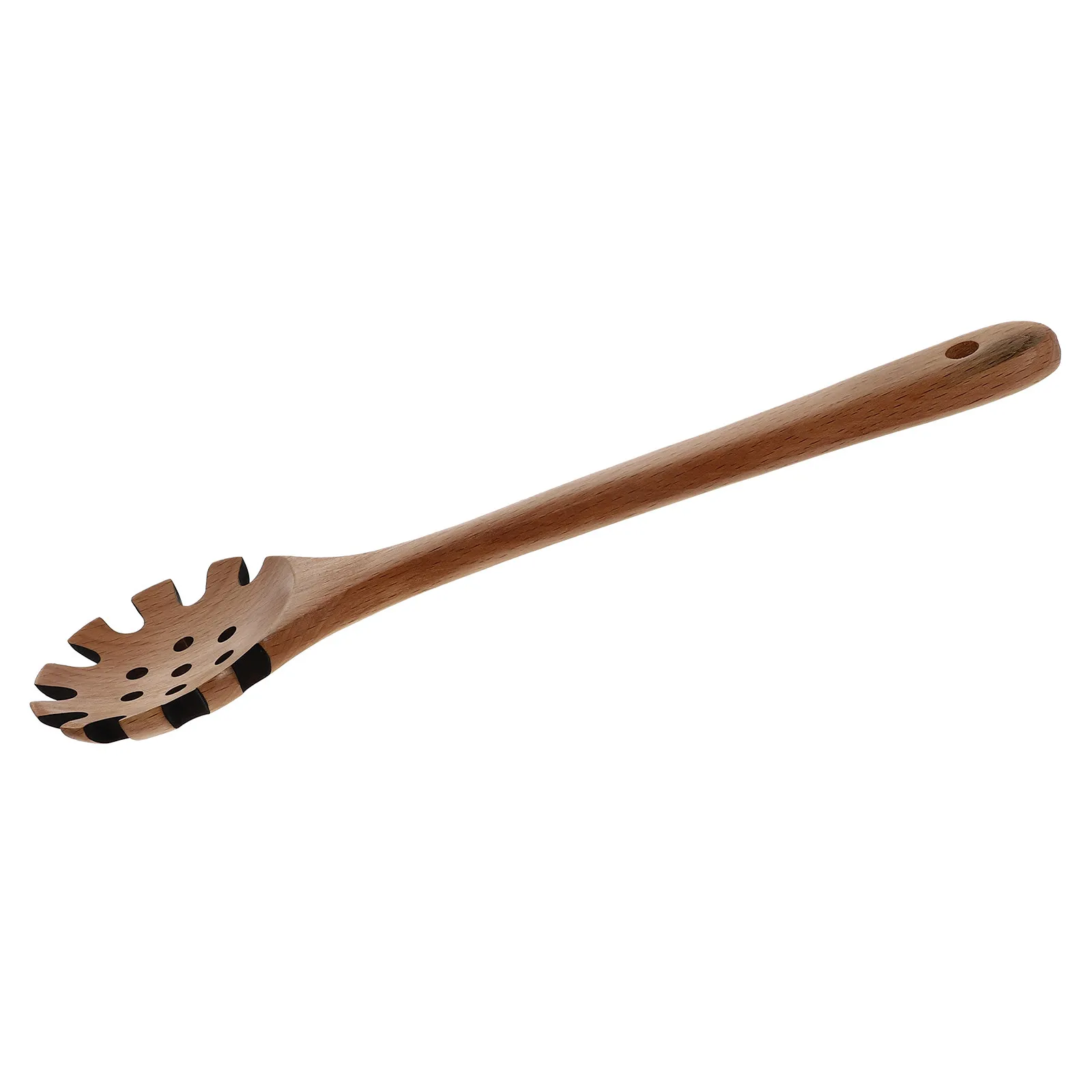 Beech Wood Noodle Spoon with Hollow Colander & Long Heat-Resistant Handle – Kitchen Strainer with Hanging Hole