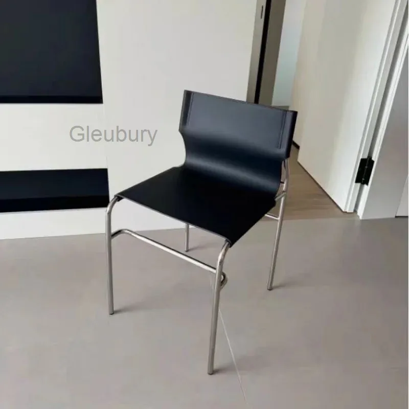 Italian Simple Saddle Chair, Bauhaus Design Dining Chair, Stainless Steel Backrest Chair, Wholesale Available, Home Furniture
