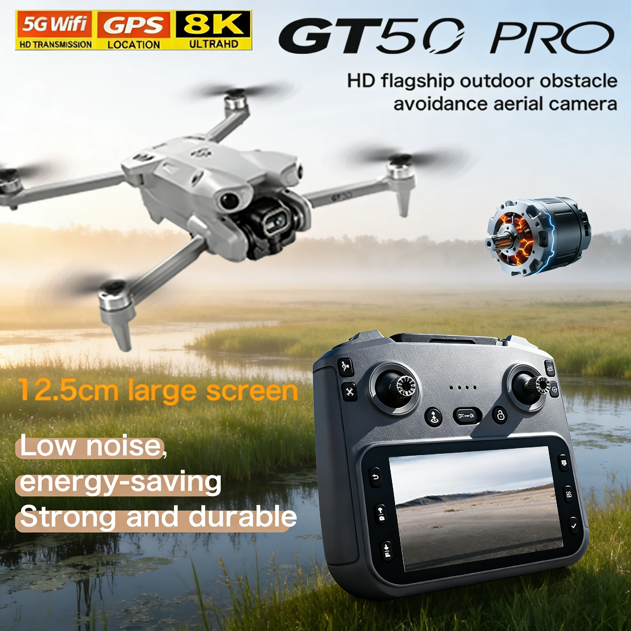 

2026 New GT50 MiniDrone 4K Dual Cameras 4.3inch Screen Brushless Drone WiFi Professional Aerial Photography Drones RC Quadcopter
