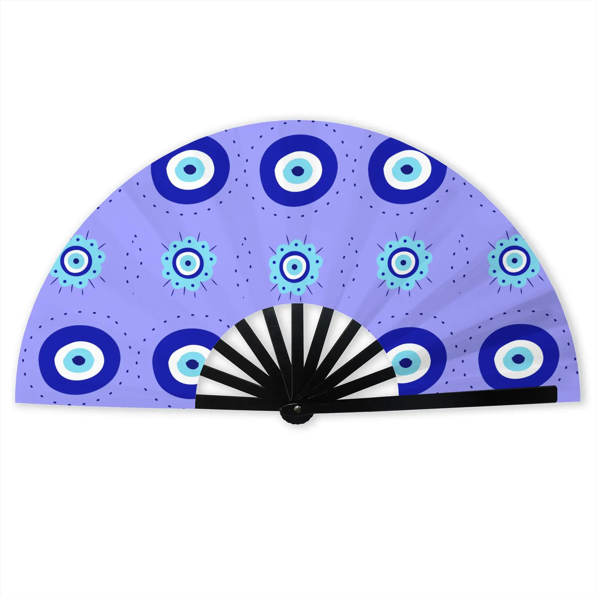 Evil Eye Pattern Stylish Hand Fan Men  Printed Polyester Fan Aesthetic Costume Prop Folding Fans For Sports Events  Gift