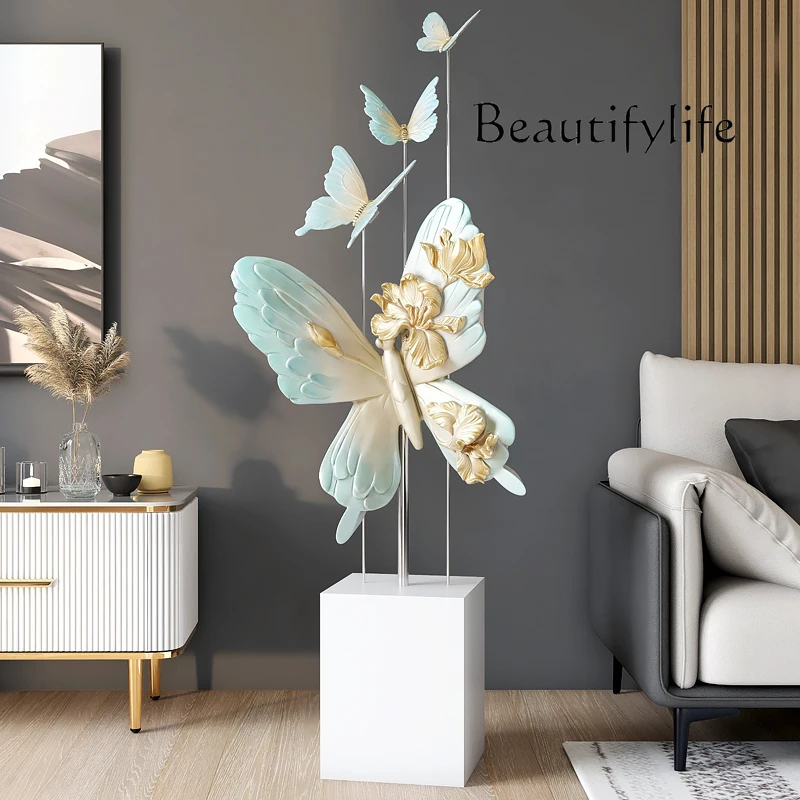 Scandinavian design sense large butterfly living room floor ornament light luxury high-end art decoration