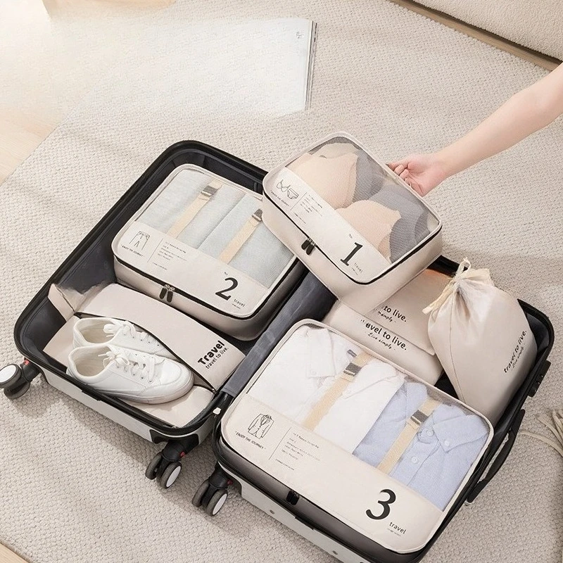 

Набор органайзеров для путешествий из 7 предметов, упаковочные кубики из полиэстера с одеждой, нижним бельем и косметичками, эффективные сумки для сортировки багажа, V