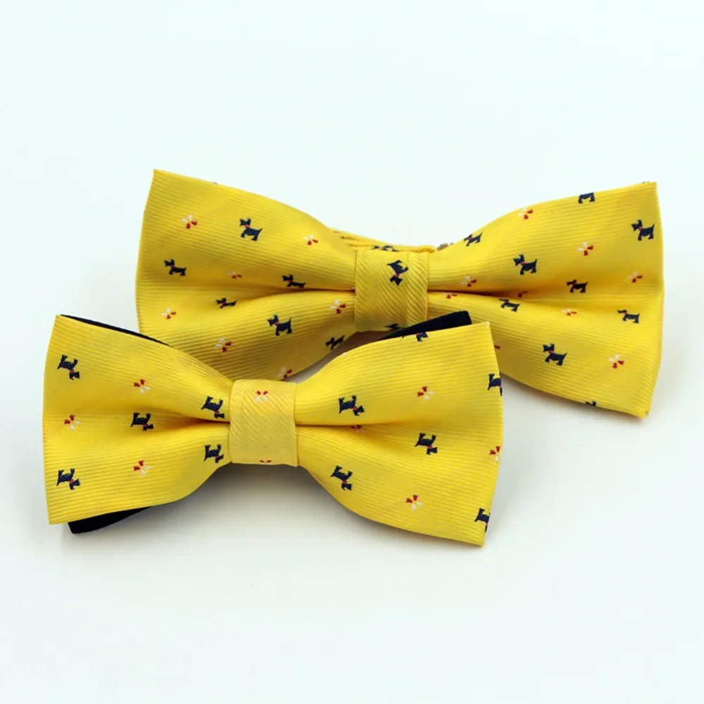 NEW Best Selling Cartoon Bow tie For Men Kid Fashion Lovely Dog Pattern Wedding Party Yellow blue Bowtie Children Cravat