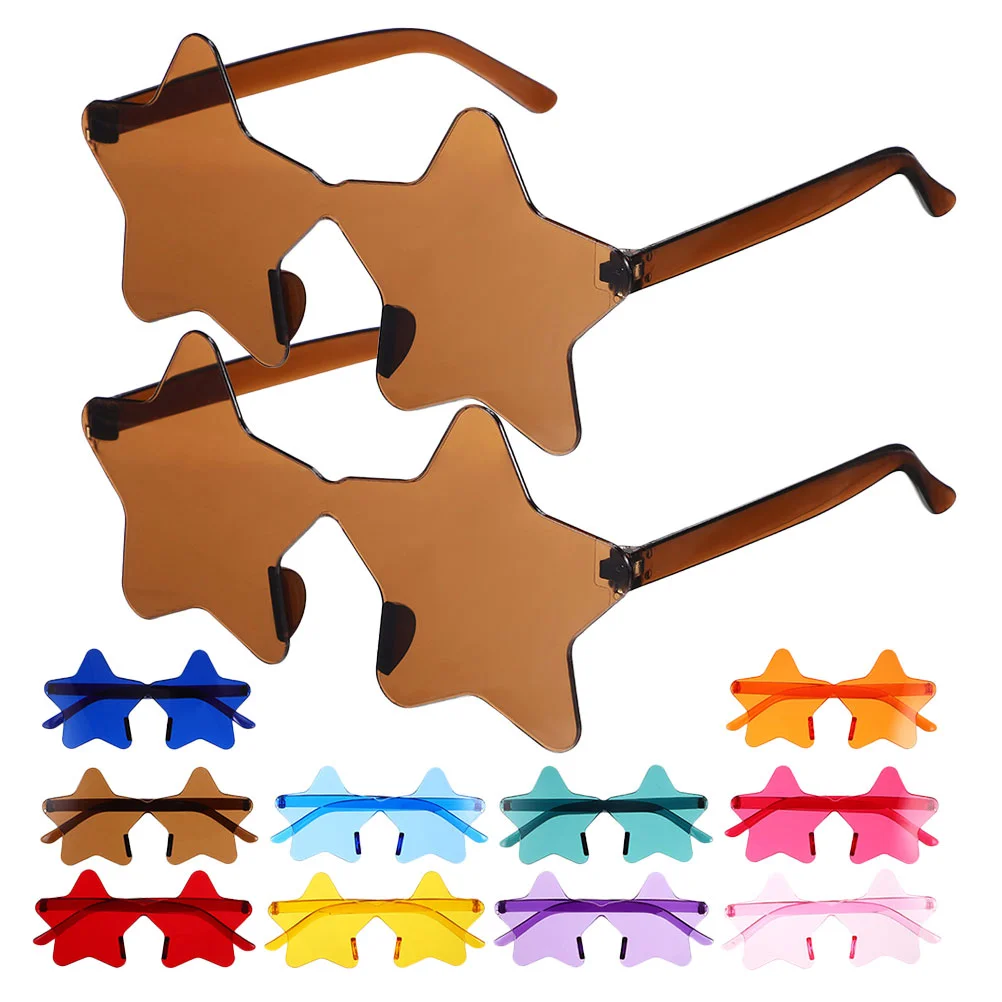 

14pcs Star Shaped Rimless Sunglasses Frameless Star Sunglasses Transparent Candy Color Glasses Bachelorette Party Favors Photo B