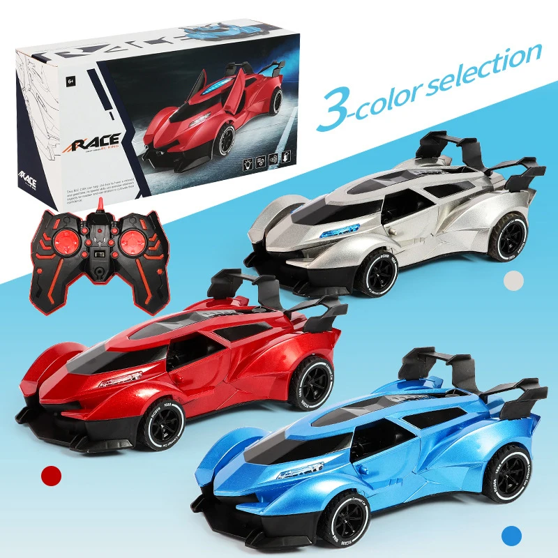 Coches de Control remoto para niños, 2,4G, 4 canales, doble puerta, vehículos de Control remoto de alta velocidad, juguetes de carreras de derrapes con luces de pulverización