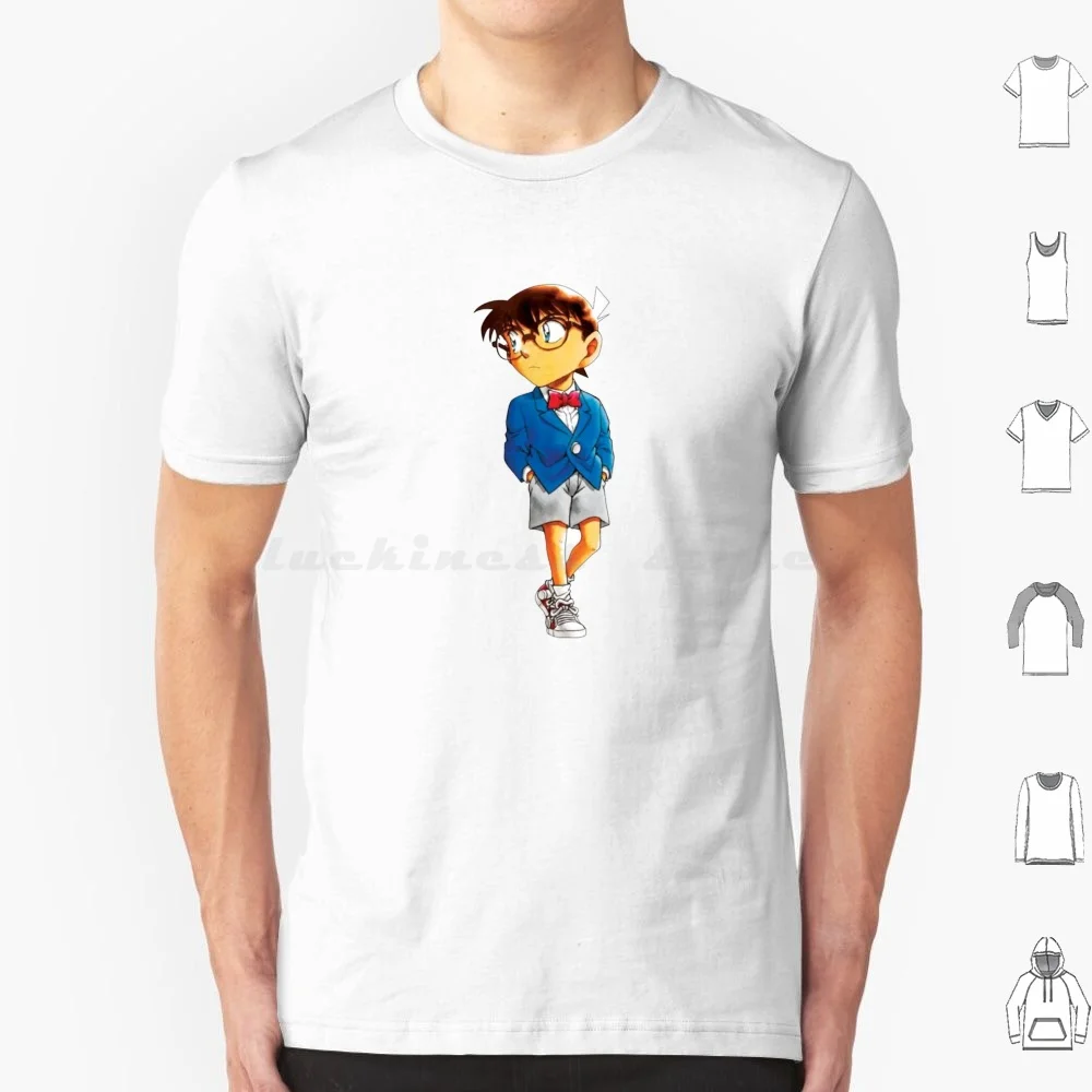 Blue Outfit T Shirt Big Size 100% Cotton Manga Detective Conan 90s Retro Cute Comics Detective Conan Case Closed Conan Edogawa