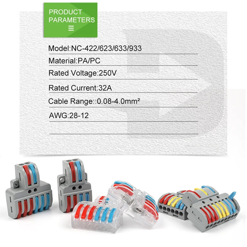 Quick Wiring Connectors Boxed Universal Compact Splitter Electrical Cable Push-in Conductors Connector With Lever Terminal Block