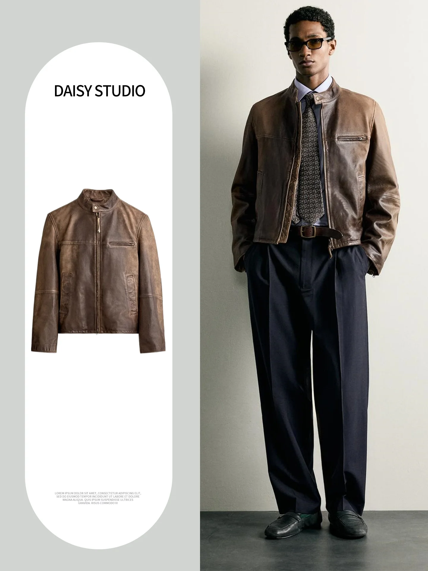 New Autumn Men's Motorcycle Style Jacket Zipper Collar Long Sleeve Washed Effect Outerwear Standard Fit Polyester Fiber 100%