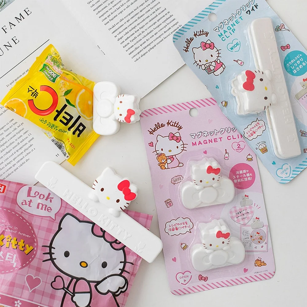 Clipes de Vedação Sanrio Hello Kitty Originais, Clipes de Desenho Animado para Sacos de Comida, Organizador de Arquivos para Cozinha, Brinquedos e Presentes para Meninas