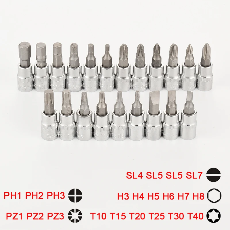 21pcs Torx Bit Socket Set Household Repair Tools 1/4\