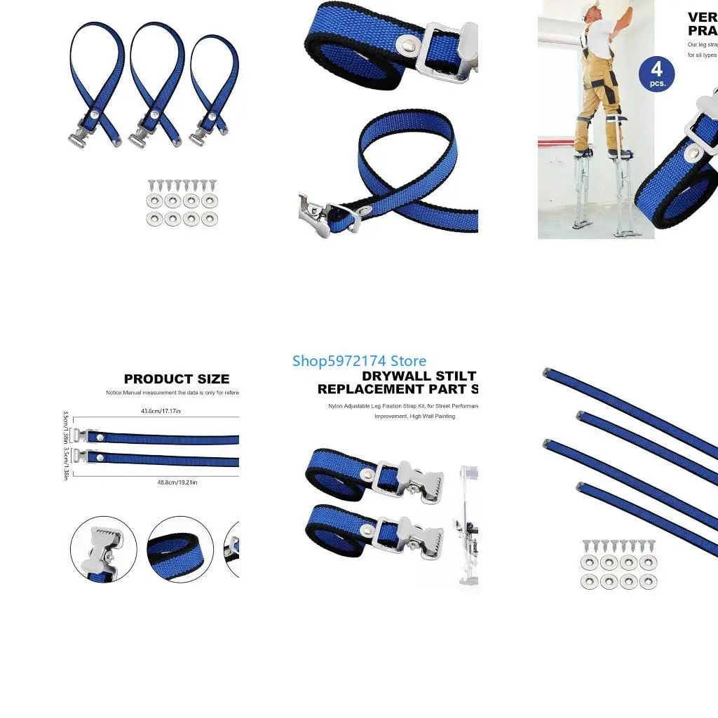 Y3NB Stilt Straps Replacement Adjustable Belt Painters Walking Fitting Nylon Bands With Screws And Spacers Home Improvement