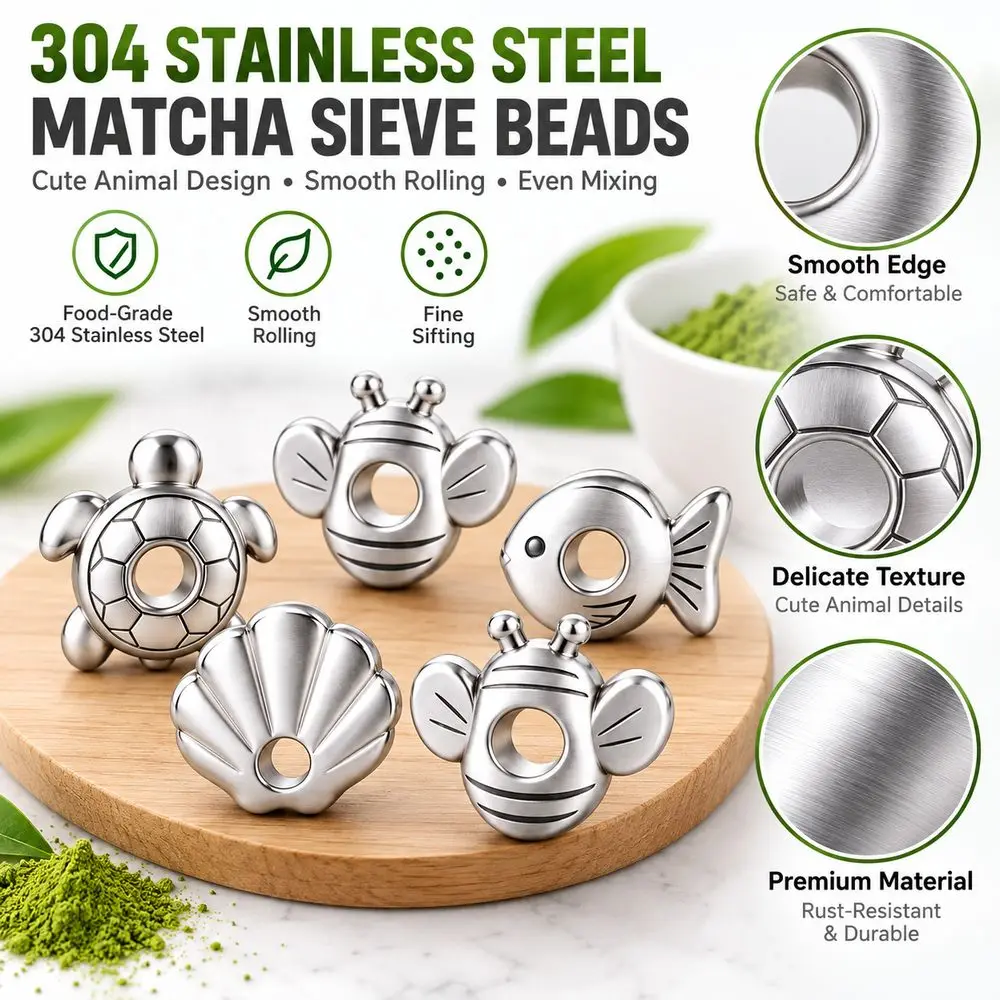 5PCs Stainless Steel Matcha Sifter Rolling Beads Fine Mesh Tea Sieve Durable Food-Safe Material Matcha Sifter Beads