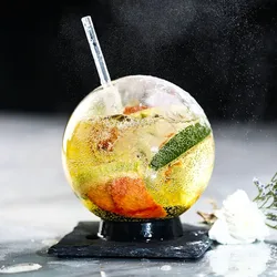 Spherical Cocktail Glass, Personality Ball Cup, Molecular Gourmet Smoked Cup, Heat-Resistant Glass, Straw Cup