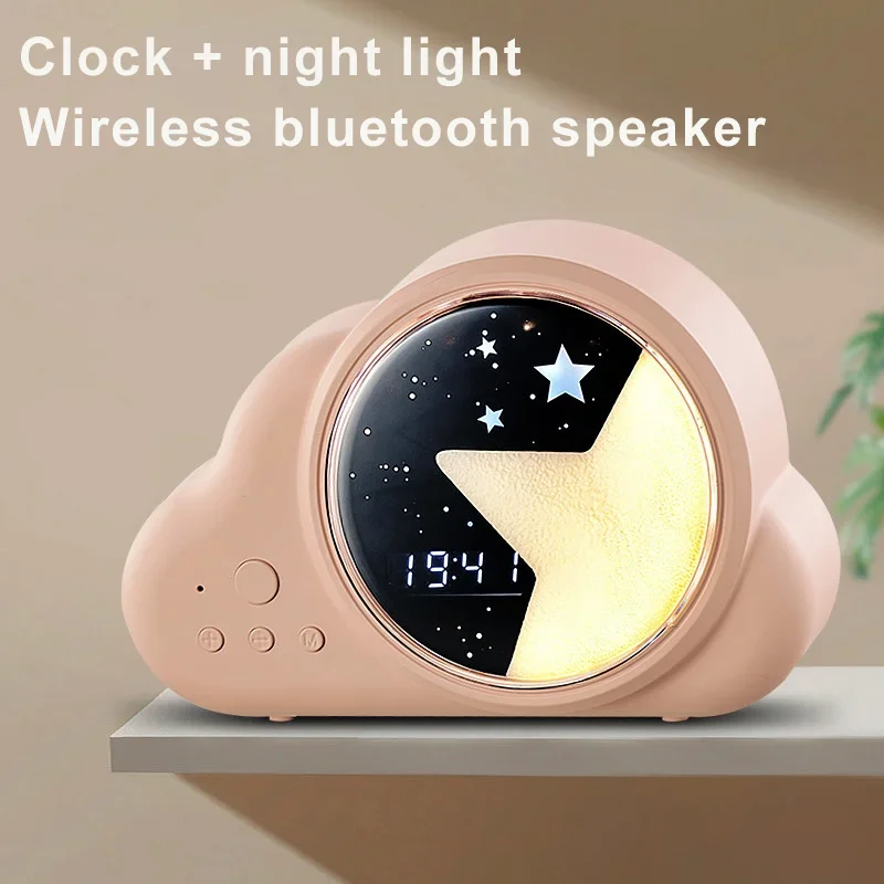 Wireless Bluetooth Speaker Music Player Clock Night Light All in One Machine Stereo HIFI Sound Quality Desktop Soundbox