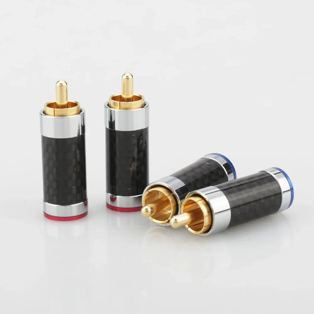 

Audiocrast Carbon Fiber RCA Audio Plug DIY Headphone Analog Audio Cable HiFi Quality Sound Connector for Audio Equipment