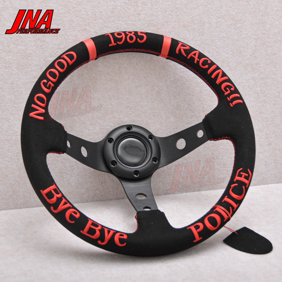 13 بوصة JDM الانجراف سباق عجلة القيادة لا سباق جيد الداعا الشرطة 1985 جلد الغزال ضبط عجلة القيادة PC-ST20
