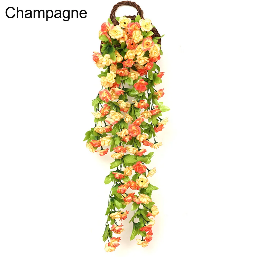 Artificial Flowers Rattan Fake Plants Vine Decoration Wall Hanging Roses Home Decor Accessories Wedding Decorative Wreath