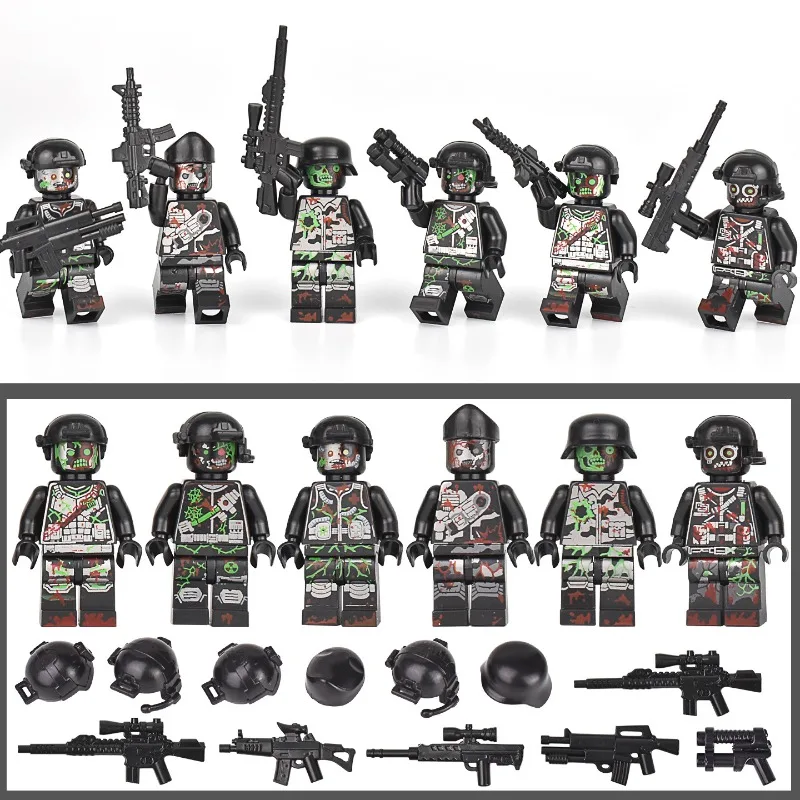 

Military zombie building block miniature ghost swat wolf special soldier mutant zombie police assembly toy