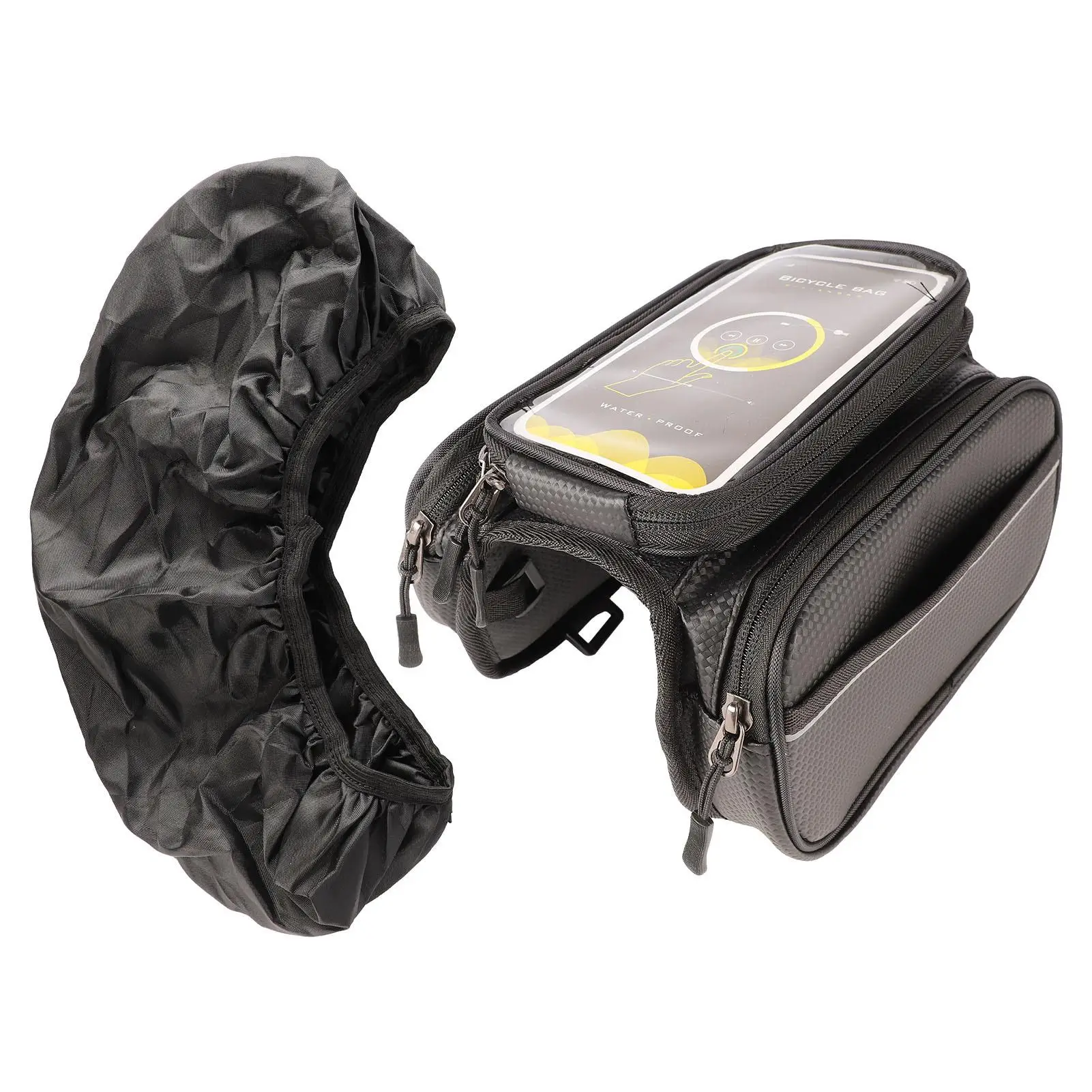 

Waterproof Touch Screen Bike Phone Bag with Reflective Strips - Easy Installation, Large Capacity for night Cycling