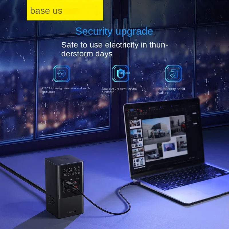 100W gallium nitride charger third-generation desktop power strip Ganpro charging head 65W fast charging USB socket