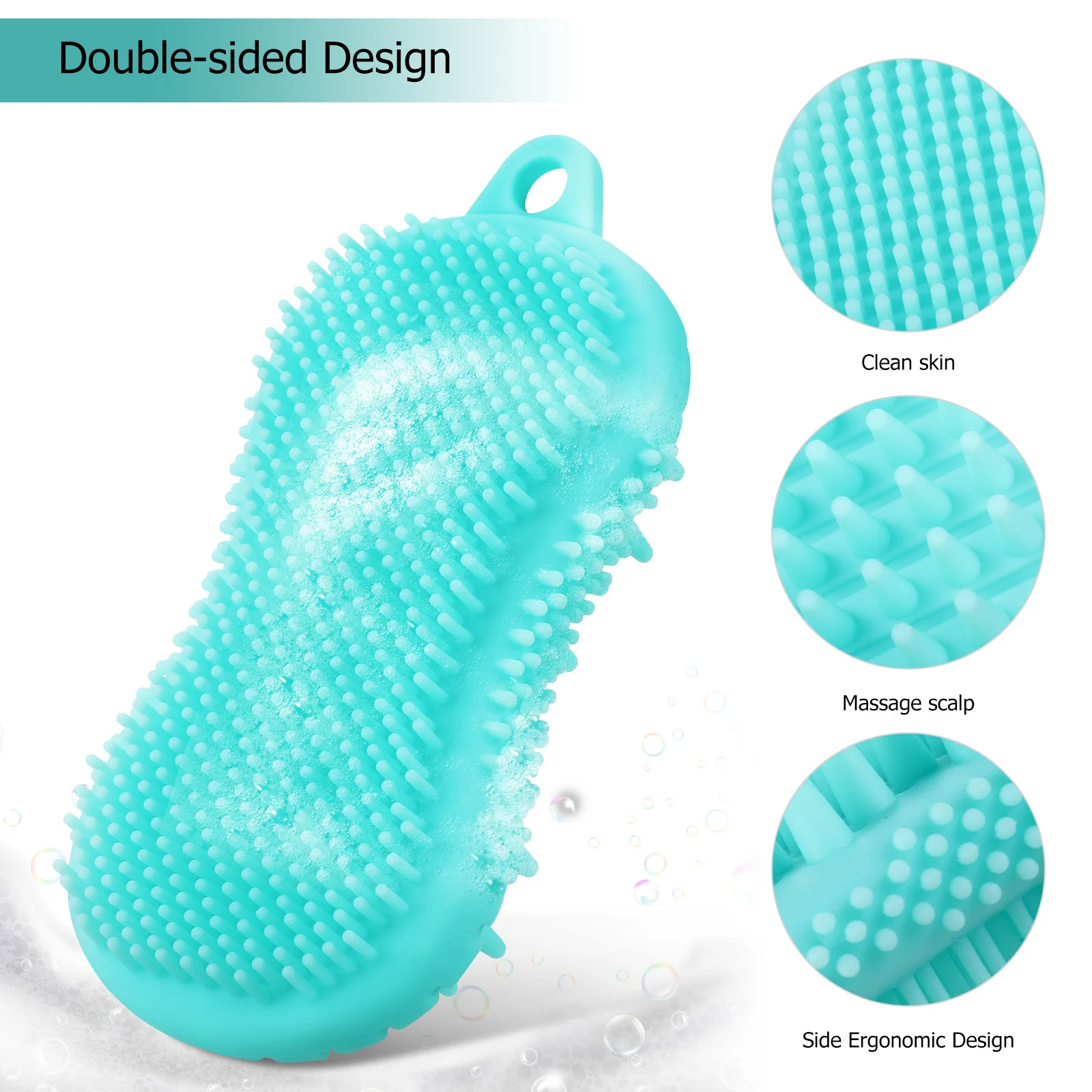 

2Pcs Silicone Body Scrubber Exfoliating Bath Brush Double-Sided Soft Hair Scalp Massager Body Cleaning Shower Scrubber for Men