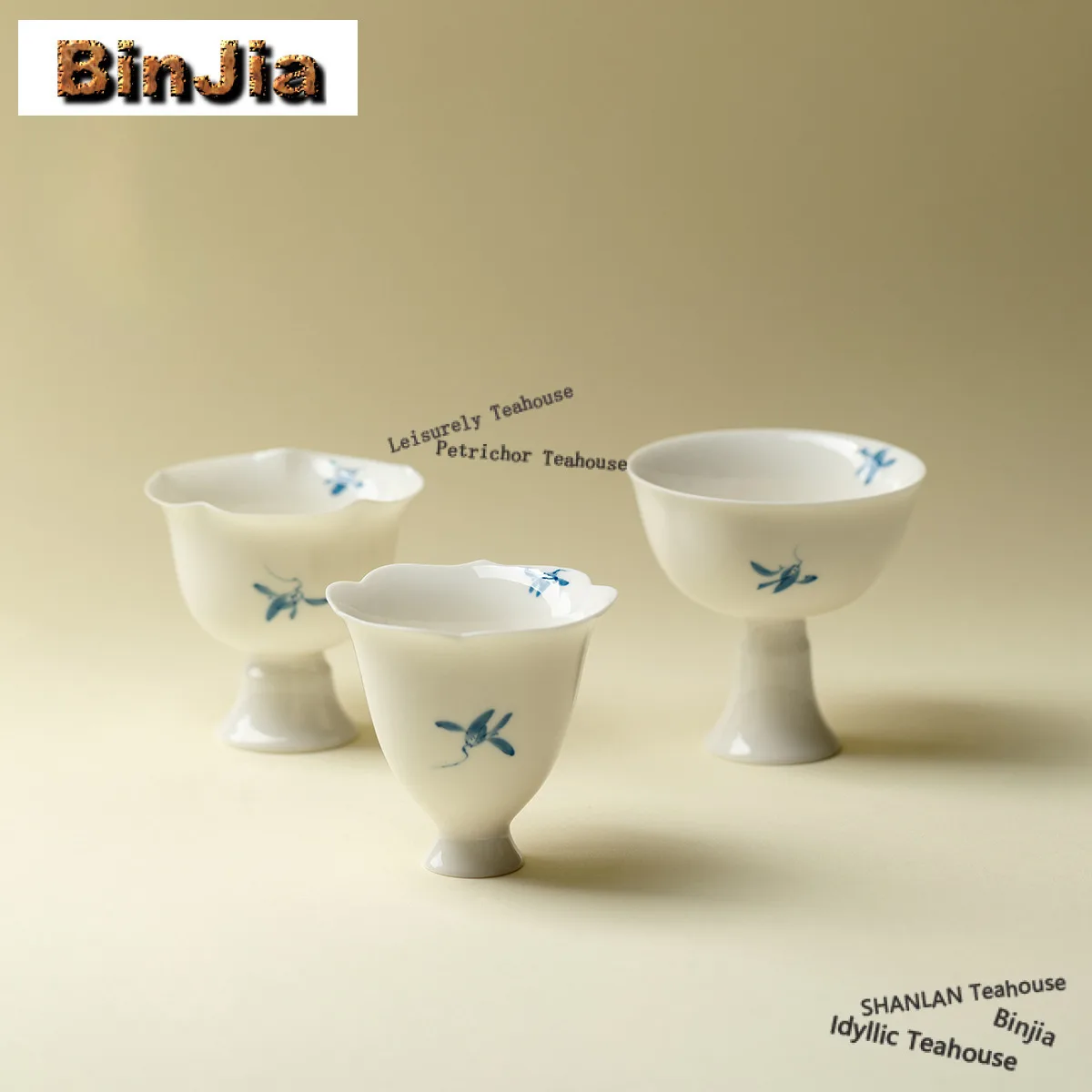 

Hand-painted Orchid High Foot Teacup Creative Tea Bowl Single Cups Tea-tasting Meditation Cup Chazhan Master Cups Chinese Teaset