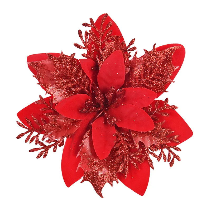 5/10 Stück 14CM Glitzer Künstliche Weihnachtsblumen Christbaumschmuck Frohe Weihnachten Dekorationen für Zuhause Neujahrsgeschenk Navidad – Detail 17