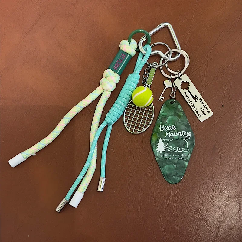 Fashionable Y2k Tennis Pendant Of Bag Charms Keychains Contrast Color Rope Lovers fashion Accessories Birthday Gift Wholesale