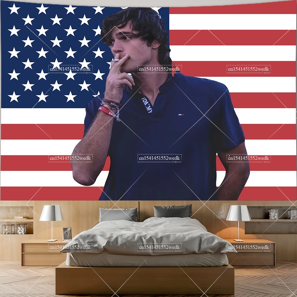 Jacob Elordi America Pink Flag Tapestry Nicholas Chavez USA Tapestrys Aesthetic Room Decor Banners Photo Studio Shoot Props