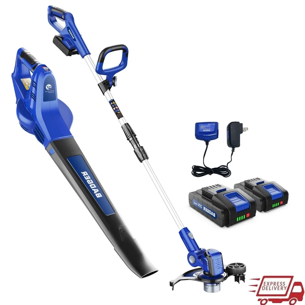 

20V Cordless String Trimmer Edger Leaf Blower 12 Inch Auto Feed System Adjustable Handle 145MPH Efficient Lawn Care Combo