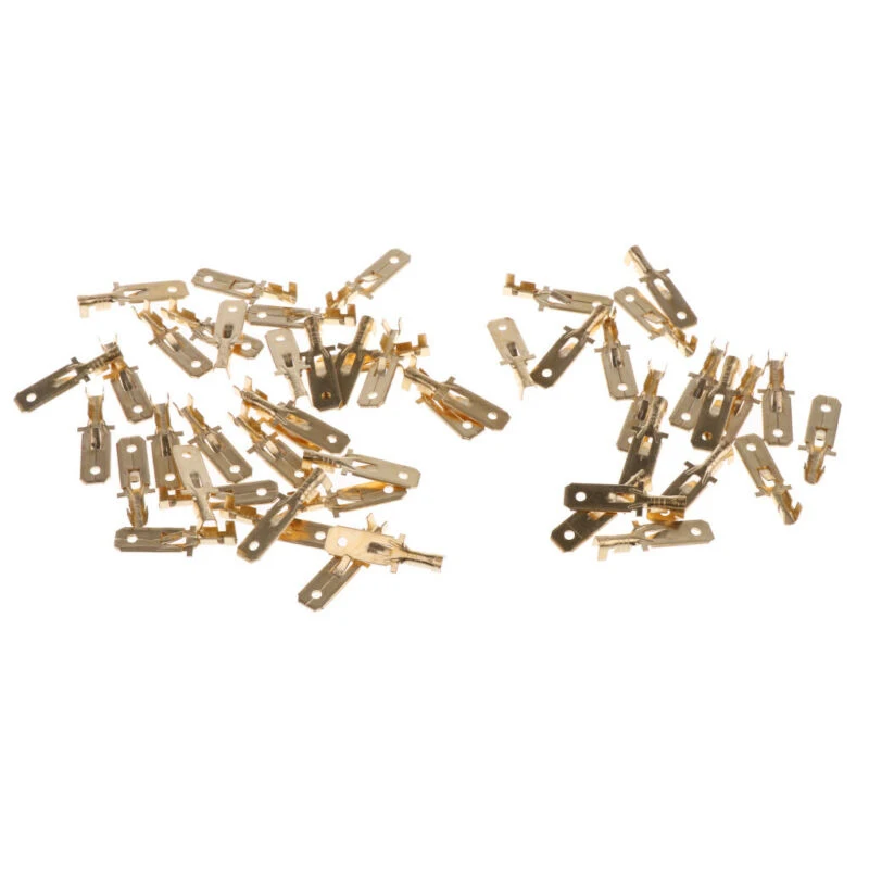 100Pcs Brass crimp terminal Male Female 6.3mm Copper Wire Spade Connectors Accessories Electrical Tools Kit Set