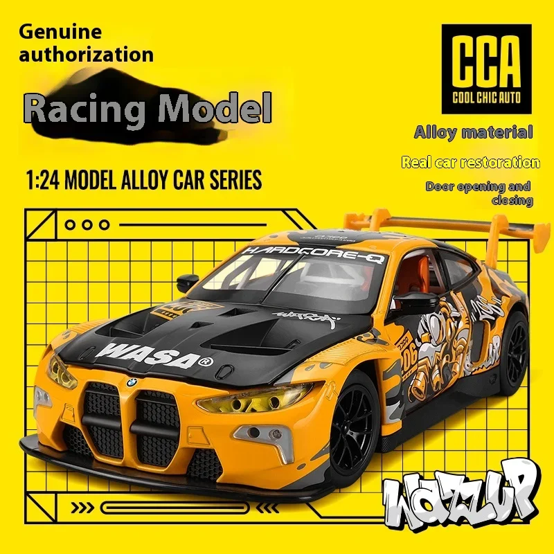 1:24 BMW M4 GT3 WASA Racing SeriesโลหะผสมโลหะDiecastรุ่นรถเสียงและแสงของสะสมงานอดิเรกของเล่นเด็กของขวัญวันเกิด